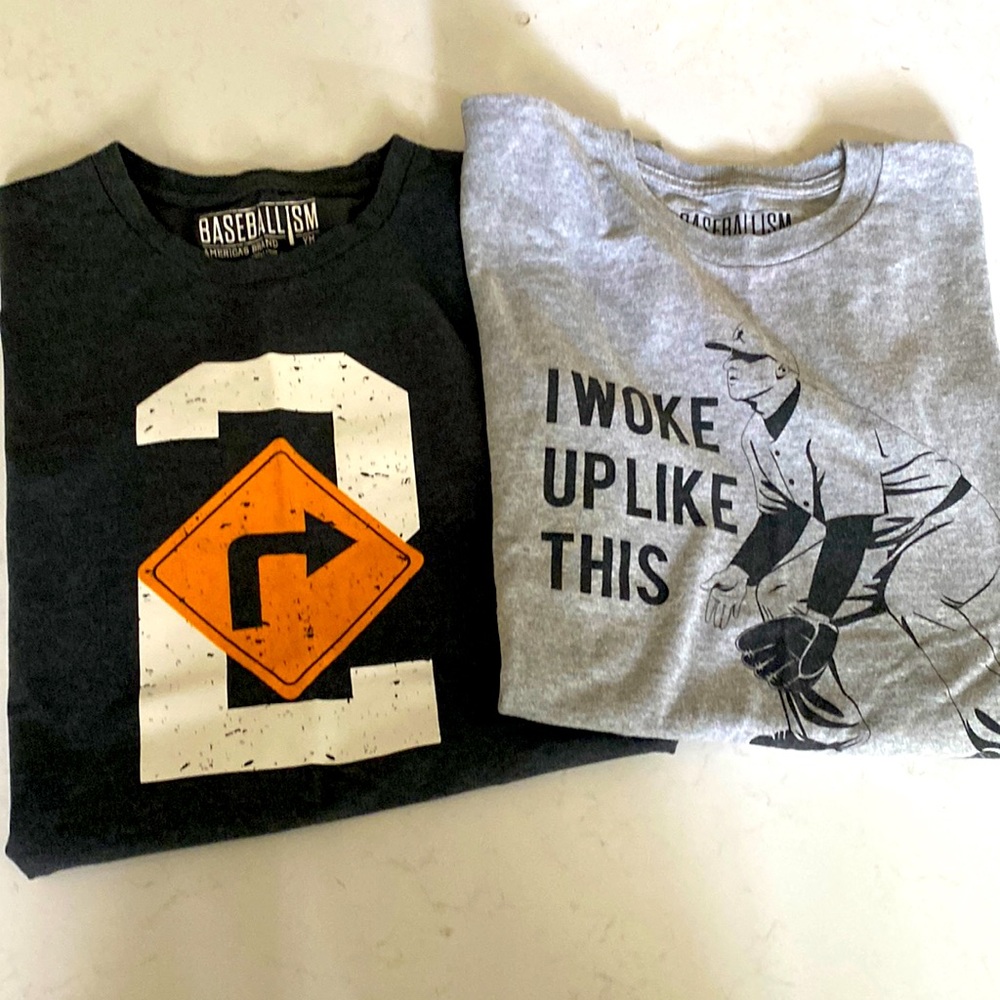 Lot of 2 boys basbalism shirts